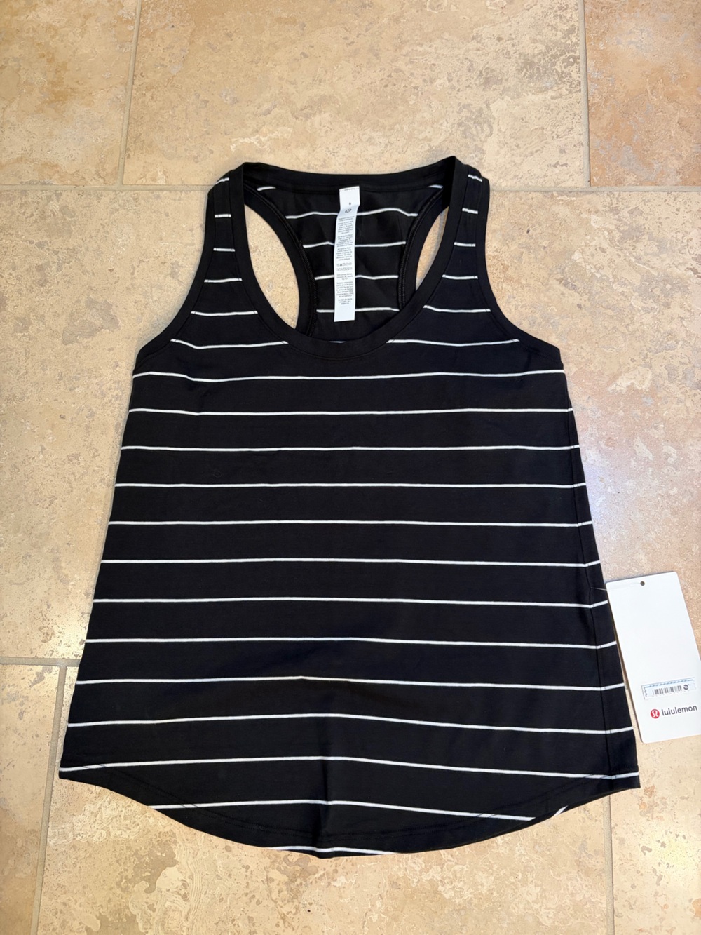 lululemon athletica Black and White Striped Racerback Love Tank